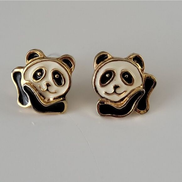 Earrings Vintage Panda Enamel Earrings #0145 - Picture 8 of 9